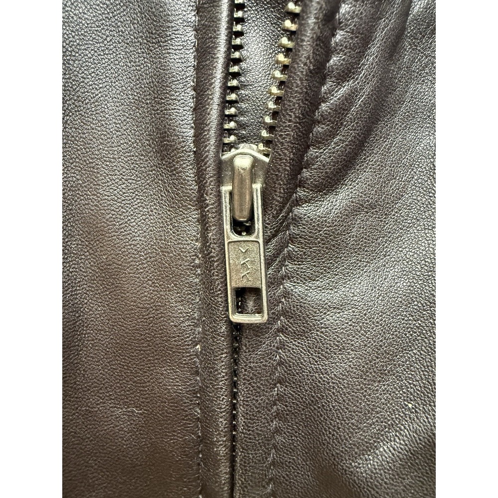 Brooks Brothers Leather Harrington Jacket Size XL Dark Brown/light Black Zip Up - Picture 10 of 16